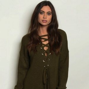 NEW WITH TAGS: Olive Green Sweater Dress